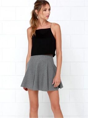 Lulu’s Pleat Talk Grey Skater Skirt - Grey S